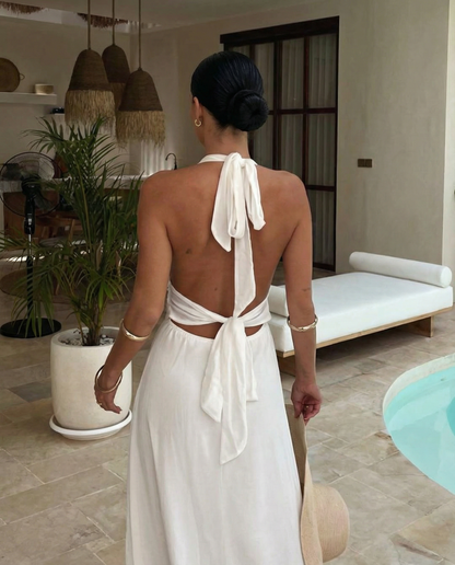 Cassie | Halter Neck High Slit Maxi Dress