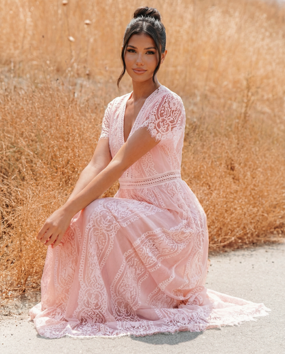 Felicia | Lace V Neck Maxi Dress