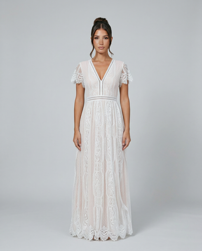 Felicia | Lace V Neck Maxi Dress