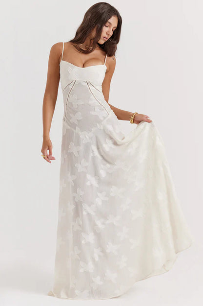 Flora | Maxi Dress with Floral Print and Lace-Up Back
