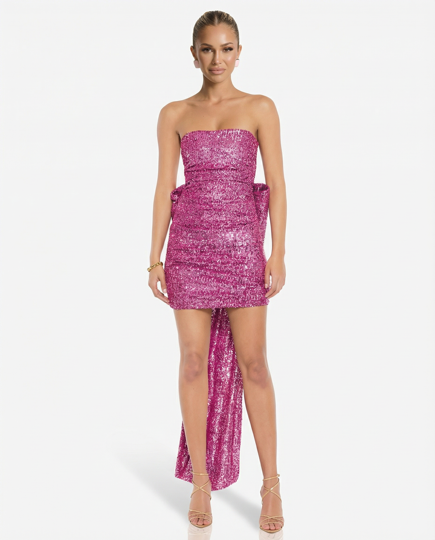 Rosie | Strapless Sequin Mini Dress with Bow Detail