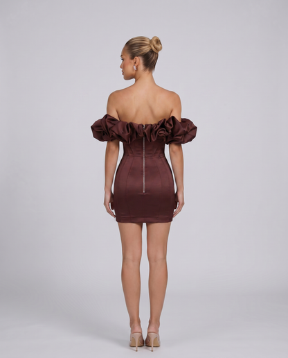 Hazel | Mini Dress with Off-Shoulder Ruffle Bodice