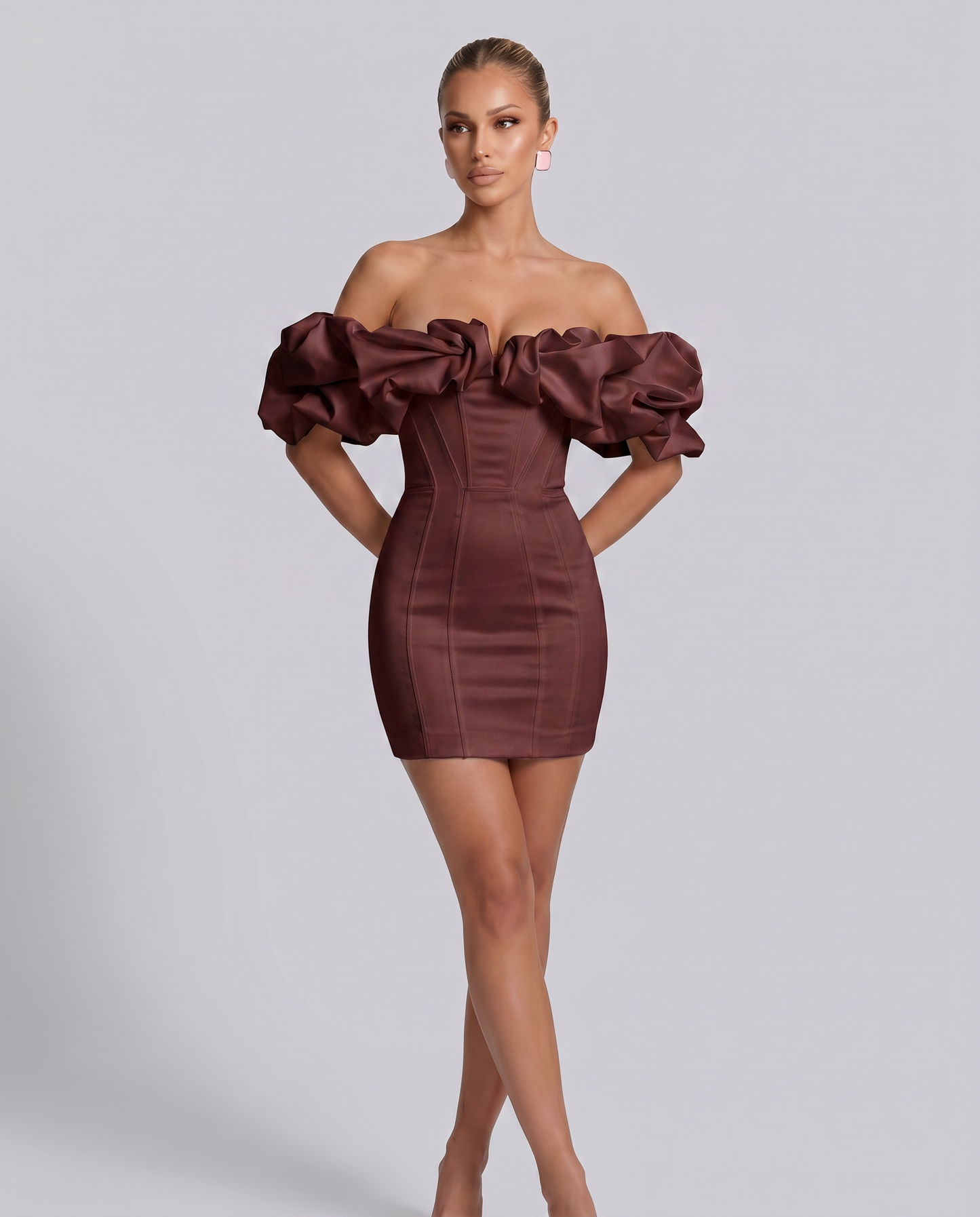 Hazel | Mini Dress with Off-Shoulder Ruffle Bodice