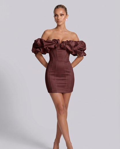 Hazel | Mini Dress with Off-Shoulder Ruffle Bodice