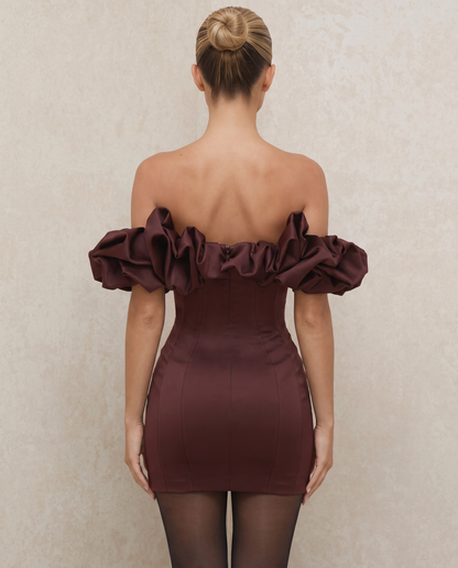Hazel | Mini Dress with Off-Shoulder Ruffle Bodice
