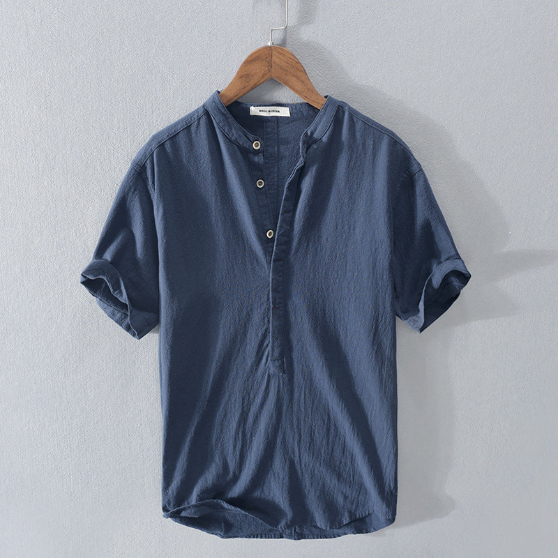 Men’s Linen-Style Button-Up Shirt for Summer Wear – Lightweight Casual Shirt for Holidays, Work and Everyday Outfits