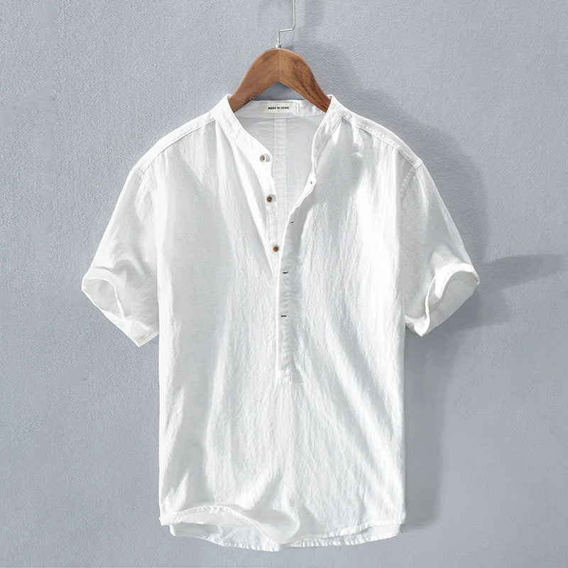 Men’s Linen-Style Button-Up Shirt for Summer Wear – Lightweight Casual Shirt for Holidays, Work and Everyday Outfits