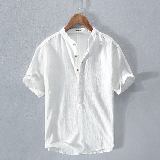 Men’s Linen-Style Button-Up Shirt for Summer Wear – Lightweight Casual Shirt for Holidays, Work and Everyday Outfits