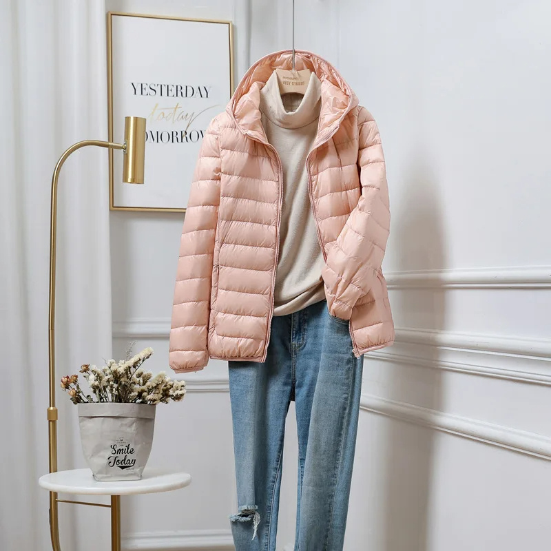 Packable Puffer Jacket with Hood for Women