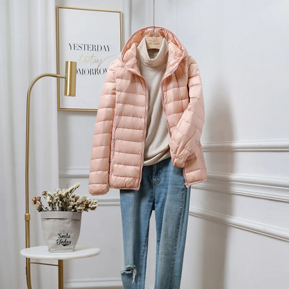 Packable Puffer Jacket with Hood for Women