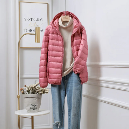 Packable Puffer Jacket with Hood for Women