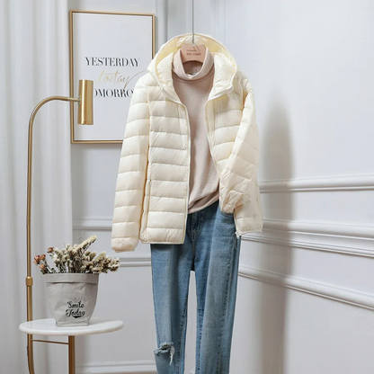 Packable Puffer Jacket with Hood for Women