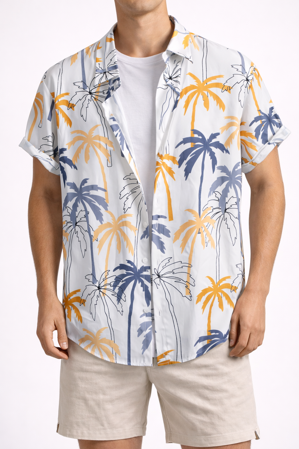 Palm Tree Print Button Up Shirt