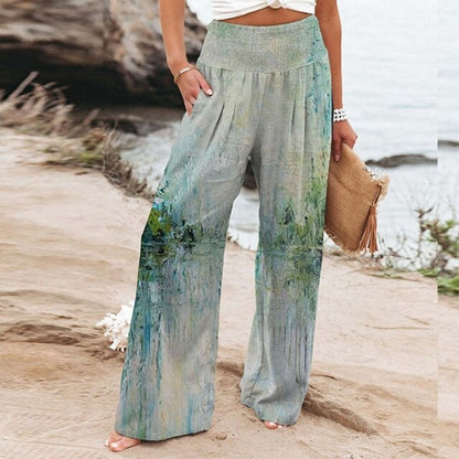 Women's Floral Wide Leg Pants High Waist Casual Summer