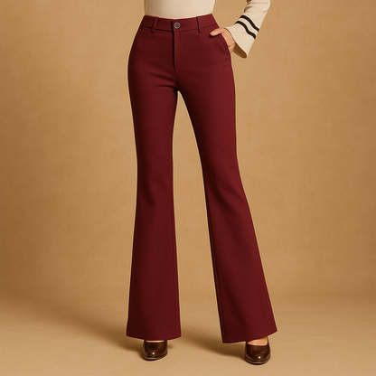 Sarrah - High Waist Cotton Blend Flared Trousers Women