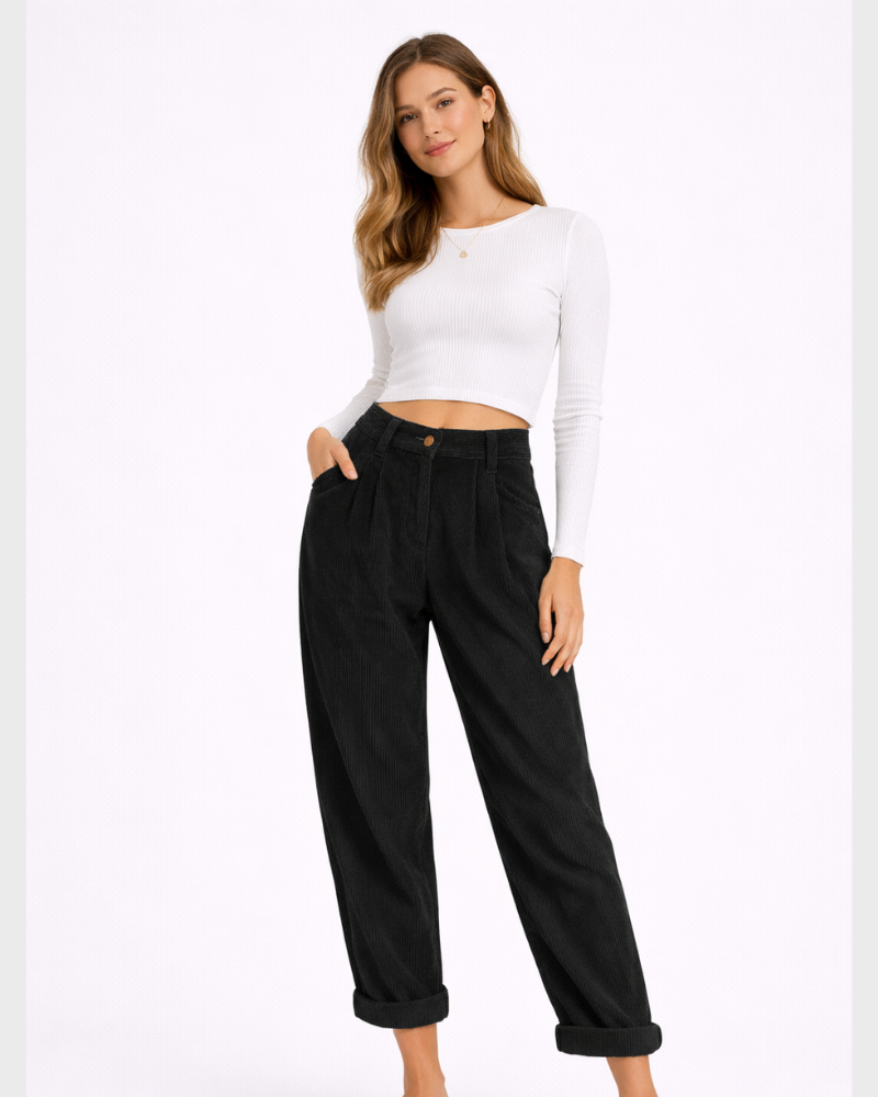 Olive Pantalon Femme – Taille Haute, Jambe Large & Coupe Fluide Élégante