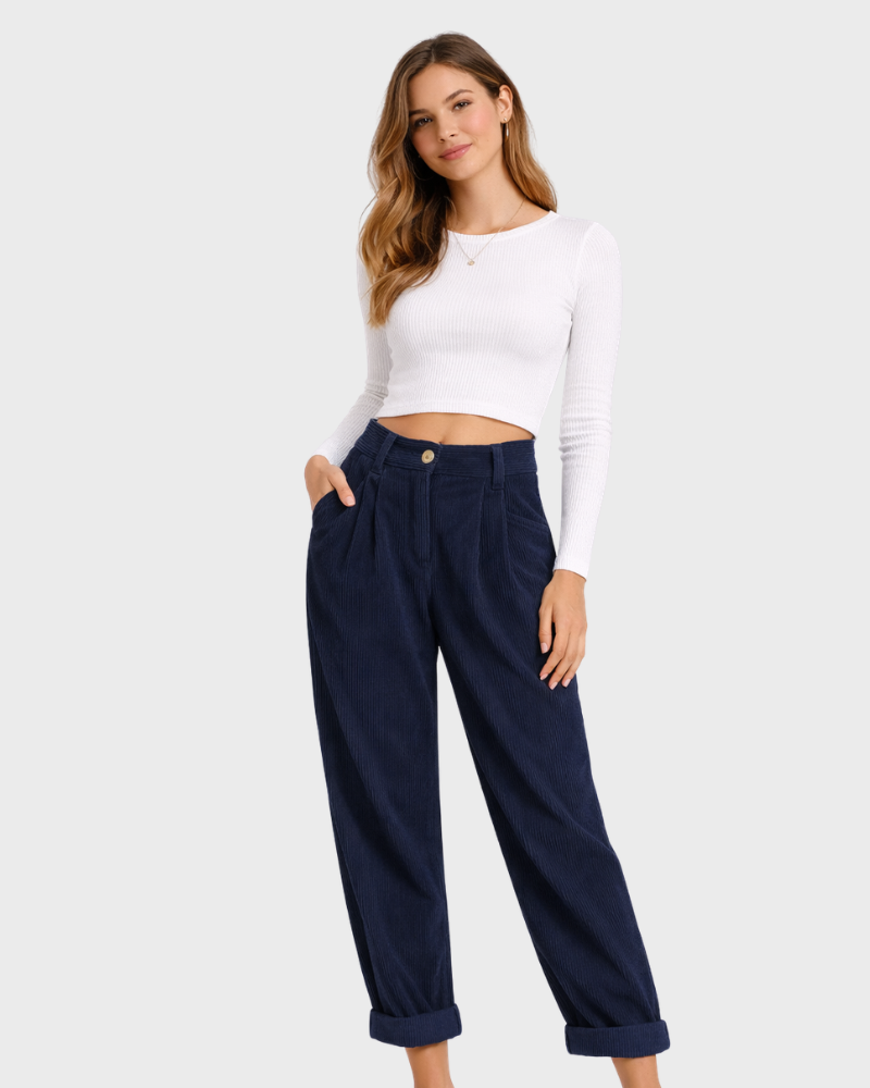 Olive Pantalon Femme – Taille Haute, Jambe Large & Coupe Fluide Élégante