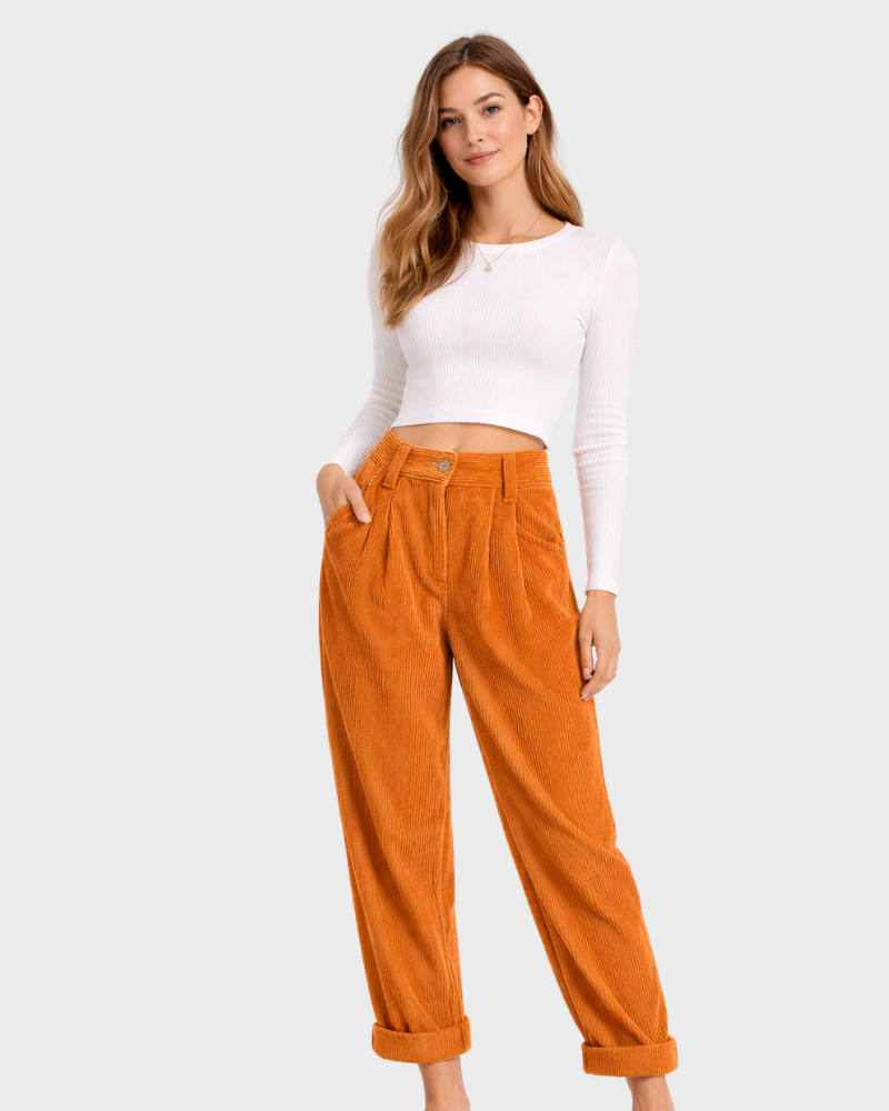 Olive Pantalon Femme – Taille Haute, Jambe Large & Coupe Fluide Élégante