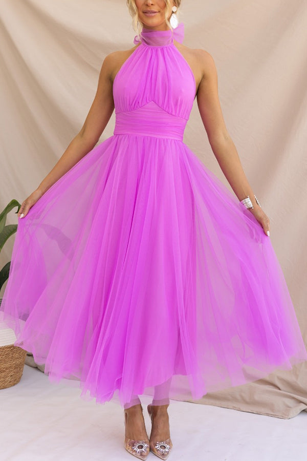 Sophia | Women's Midi Dress With High Neck And Pleated Skirt | Elegant