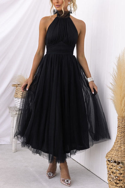 Sophia | Women's Midi Dress With High Neck And Pleated Skirt | Elegant