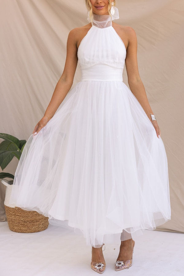 Sophia | Women's Midi Dress With High Neck And Pleated Skirt | Elegant