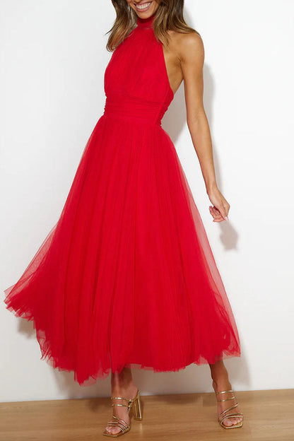 Sophia | Women's Midi Dress With High Neck And Pleated Skirt | Elegant