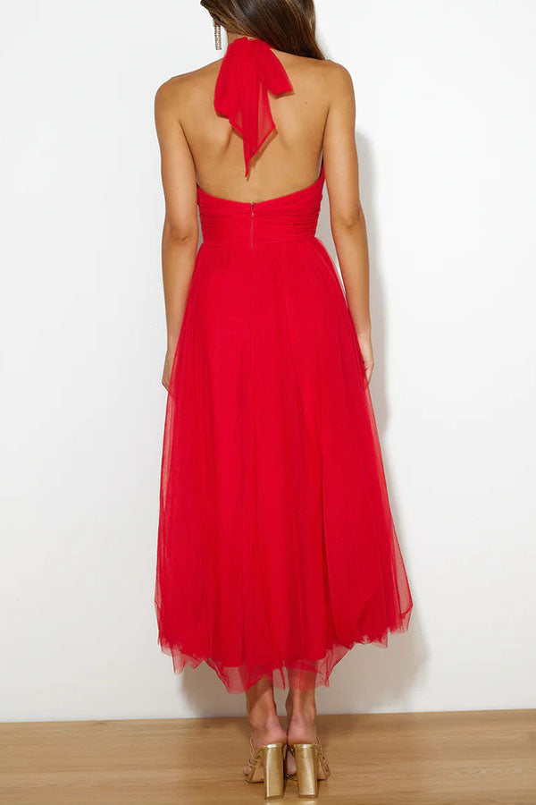 Sophia | Women's Midi Dress With High Neck And Pleated Skirt | Elegant