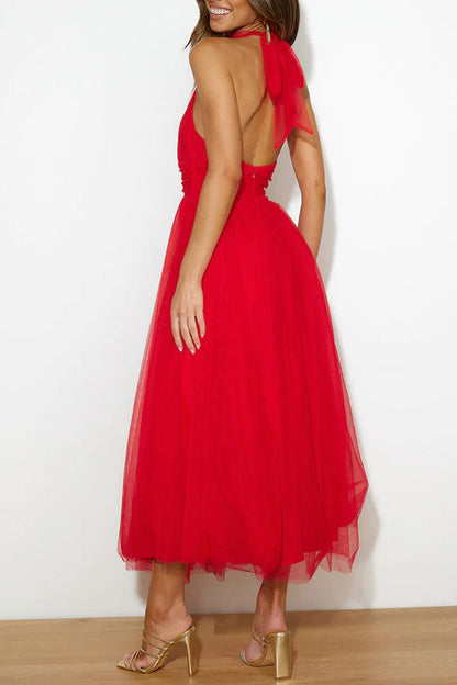 Sophia | Women's Midi Dress With High Neck And Pleated Skirt | Elegant