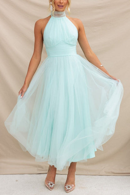 Sophia | Women's Midi Dress With High Neck And Pleated Skirt | Elegant