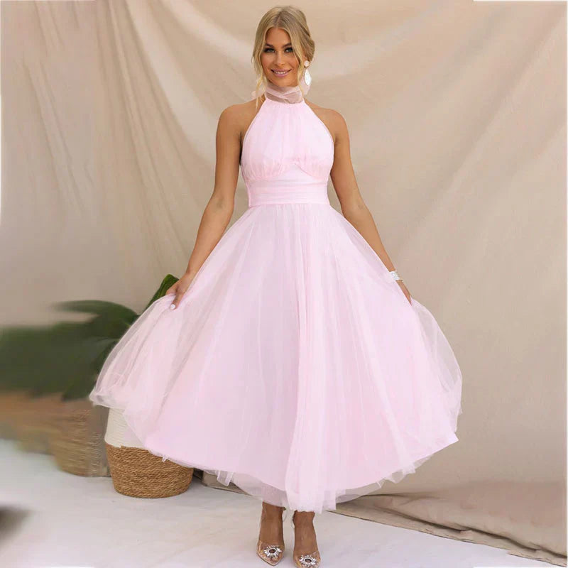 Sophia | Women's Midi Dress With High Neck And Pleated Skirt | Elegant