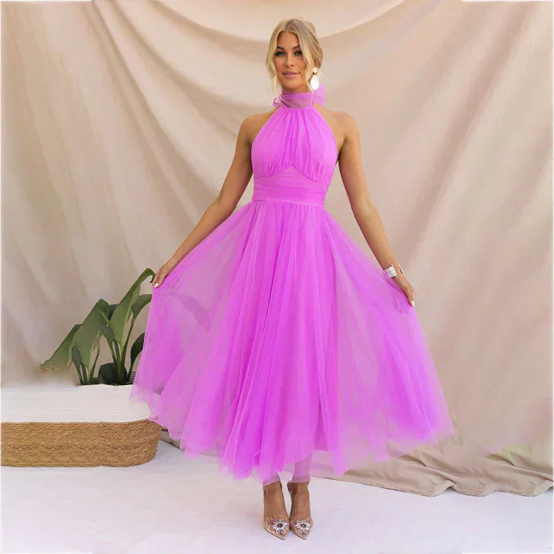 Sophia | Women's Midi Dress With High Neck And Pleated Skirt | Elegant