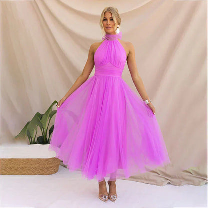Sophia | Women's Midi Dress With High Neck And Pleated Skirt | Elegant