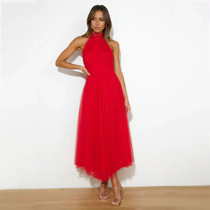 Sophia | Women's Midi Dress With High Neck And Pleated Skirt | Elegant