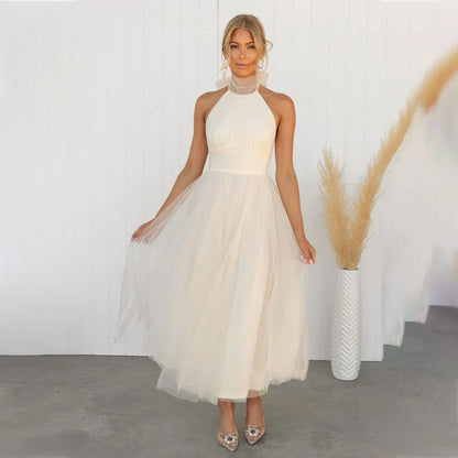 Sophia | Women's Midi Dress With High Neck And Pleated Skirt | Elegant