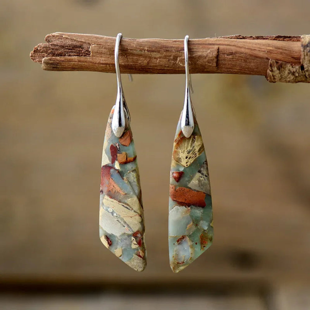 Boucles d'Oreilles Vintage avec Pierres Naturelles