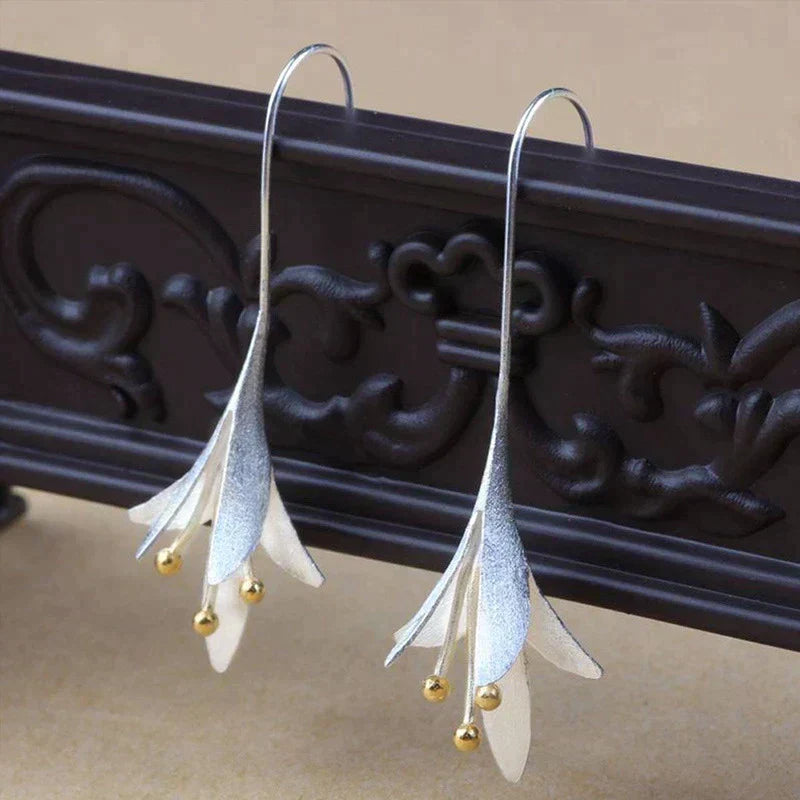 Boucles d'Oreilles en Argent Fleur
