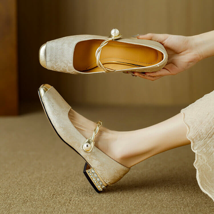 Pera Mary Jane Flats | Embroidered Satin, Comfortable Flat Shoes for Women 1
