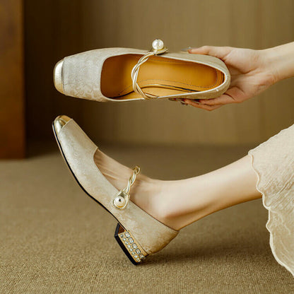 Pera Mary Jane Flats | Embroidered Satin, Comfortable Flat Shoes for Women 1