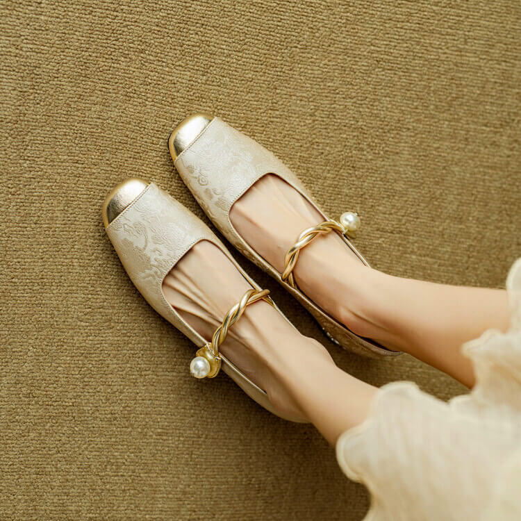 Pera Mary Jane Flats | Embroidered Satin, Comfortable Flat Shoes for Women 4