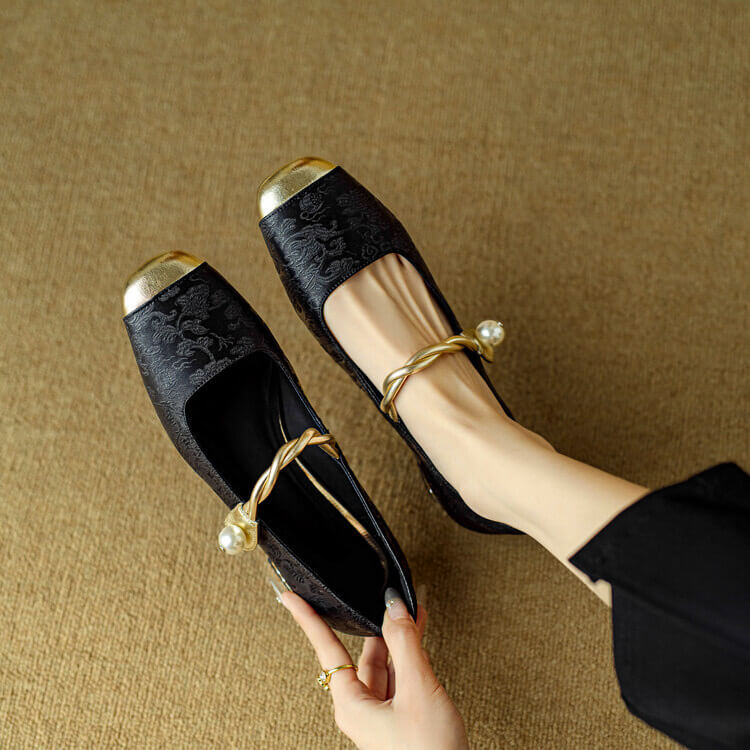 Pera Mary Jane Flats | Embroidered Satin, Comfortable Flat Shoes for Women 5