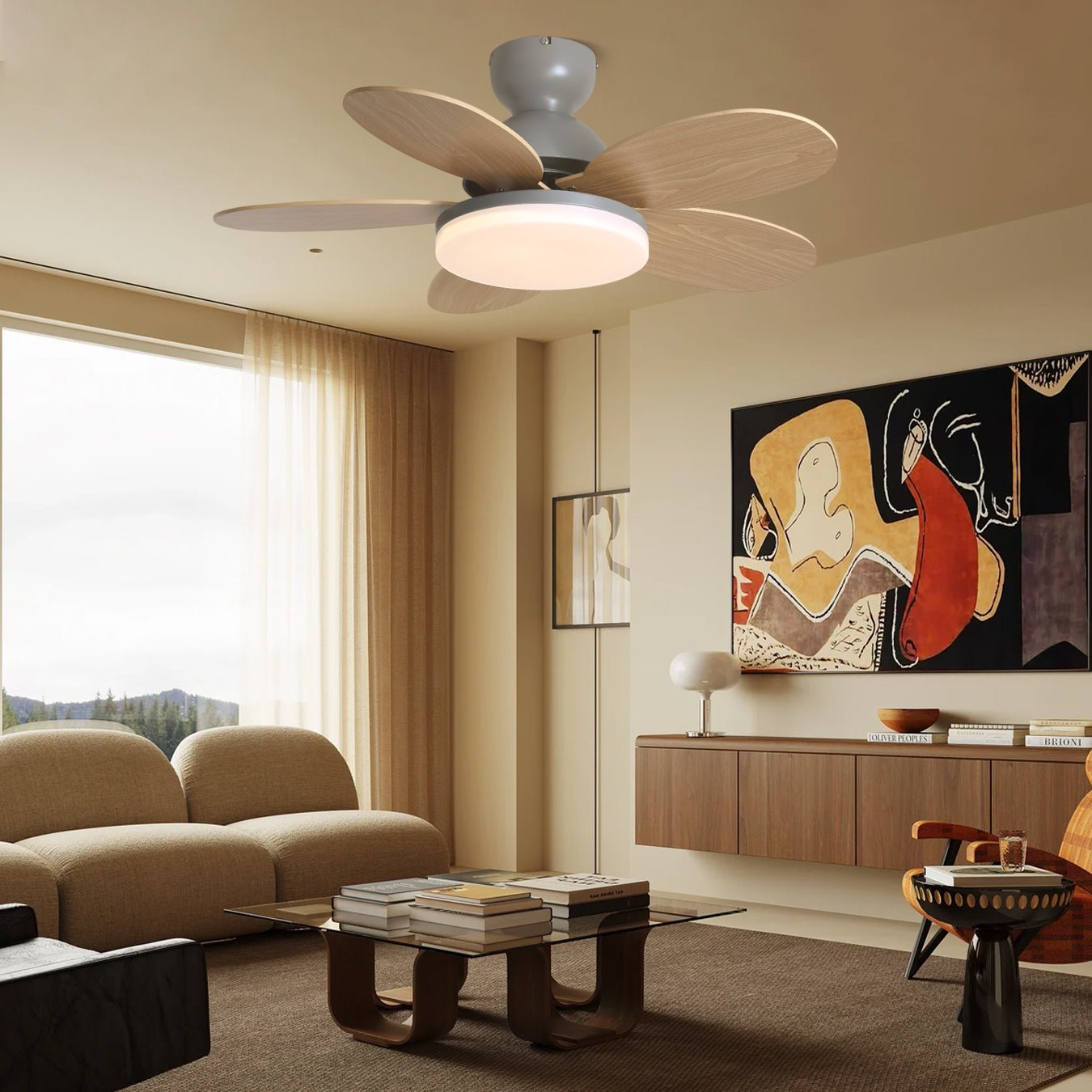 Petal-Style Ceiling Fan with LED Light