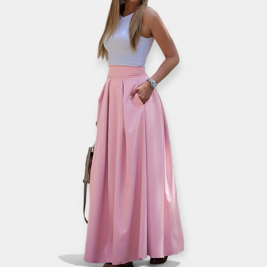 Gonna Maxi Donna | Vita Alta Plissettata & Tasche Laterali