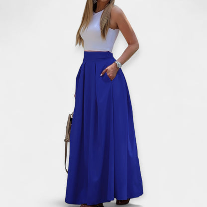 Gonna Maxi Donna | Vita Alta Plissettata & Tasche Laterali