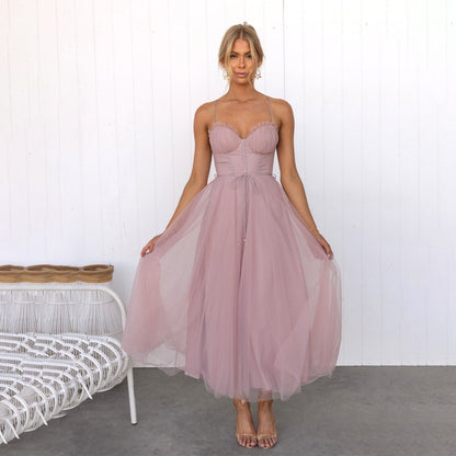 Damen Spaghettiträger Kleid | Midi