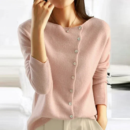 Clara | Women's Lightweight Stretch Sweater with Buttons | Lunarafi