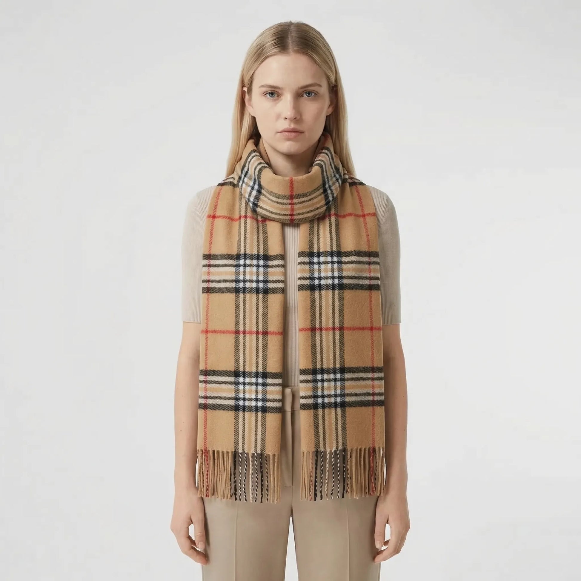 Plaidora - Classic Plaid Fringe Winter Scarf  Winter Neck Warmth