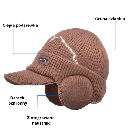 Zimowa czapka dzianinowa z daszkiem i nausznikami – Ciepła i funkcjonalna
