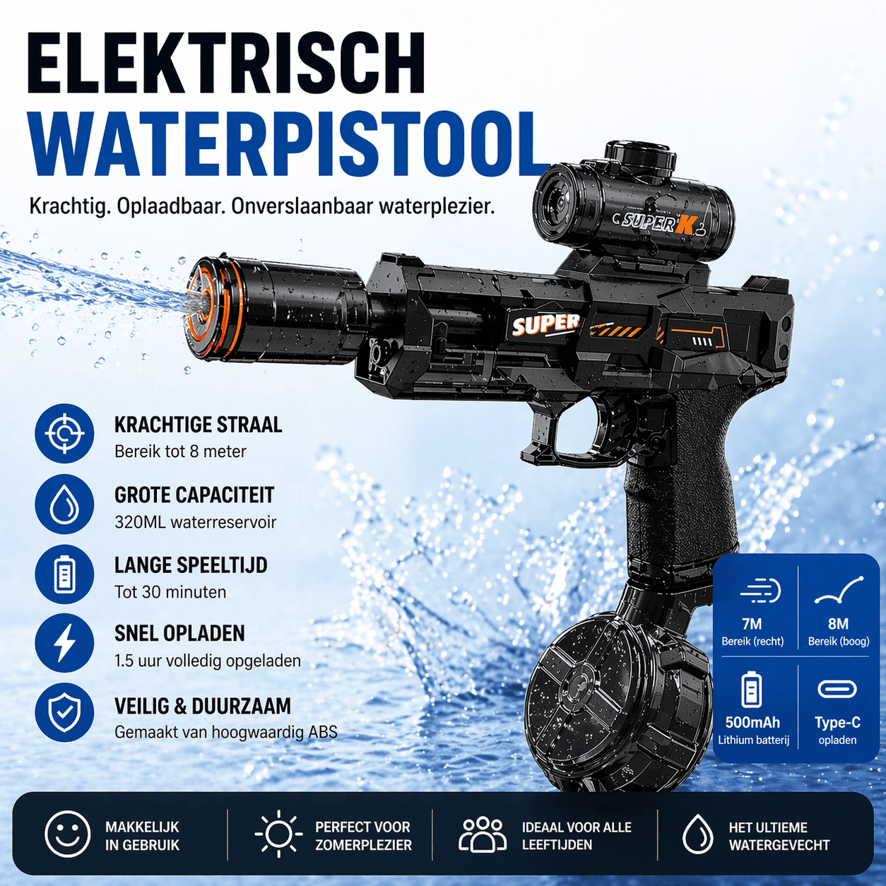 Playbino SplashBlitz - Elektrisch & Automatisch Waterpistool