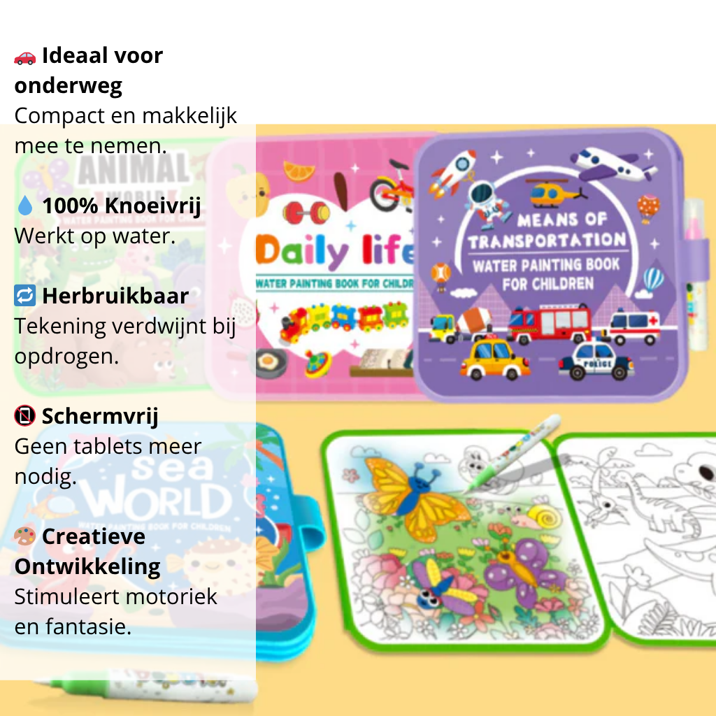 Playbino Waterboek - Magisch kleuren met waterstiften
