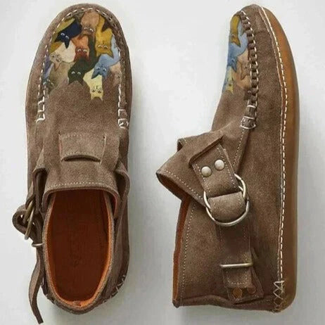 Claire | Women Artistic Cat Design Slip-On Shoes